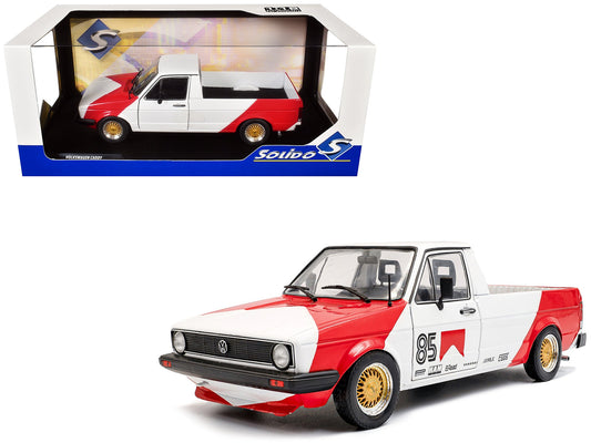 1983 Volkswagen Caddy MK 1 Pickup Truck "Red Cowboy Racing Tribute" White and Red 1/18 Diecast Model Car by Solido