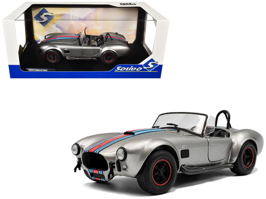 1965 Shelby Cobra 427 MKII "Solido Works M Racing Tribute" Gray Metallic with Stripes 1/18 Diecast Model Car by Solido