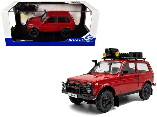 1980 Lada Niva Red with Roof Rack and Accessories 1/18 Diecast Model Car by Solido