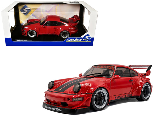 2024 RWB Bodykit "Taikano Kaishin" Red with Black Stripes 1/18 Diecast Model Car by Solido