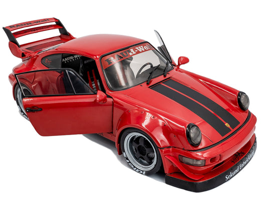 2024 RWB Bodykit "Taikano Kaishin" Red with Black Stripes 1/18 Diecast Model Car by Solido