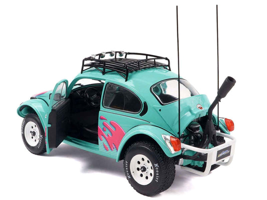 1976 Volkswagen Beetle Baja Miami Green with Pink Graphics 1/18 Diecast Model Car by Solido