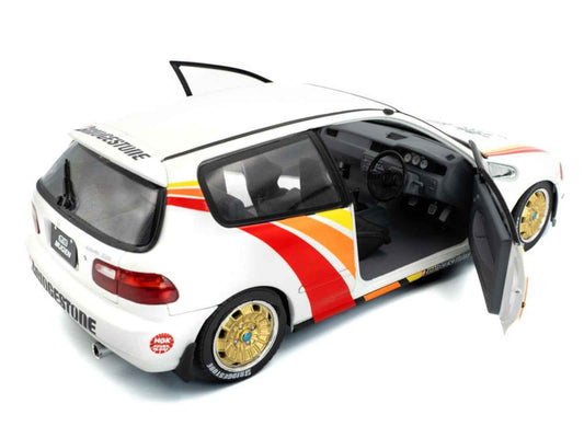 1991 Honda Civic (EG6) RHD (Right Hand Drive) "Mugen Racing" White with Stripes 1/18 Diecast Model Car by Solido