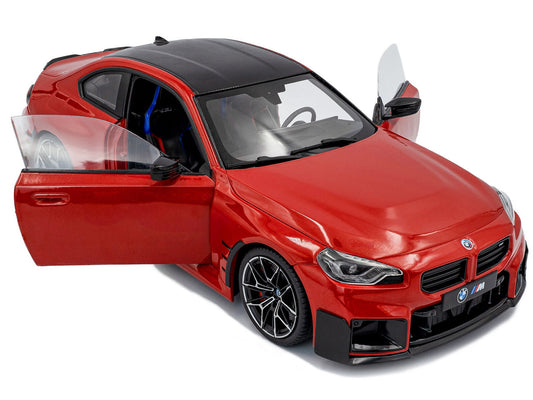 2024 BMW M2 Performance Parts Toronto Red Metallic with Carbon Top 1/18 Diecast Model Car by Solido