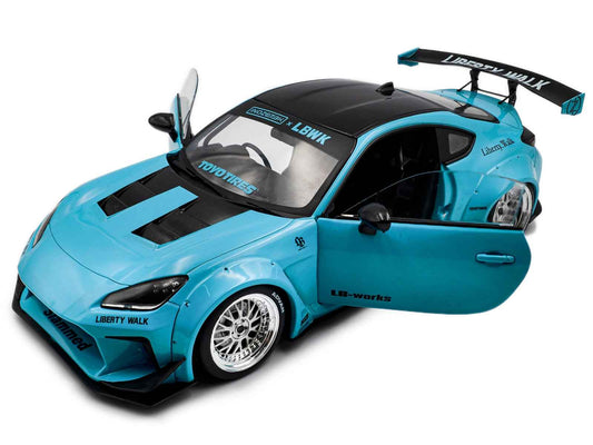 2024 Toyota GR86 LBWK Body Kit RHD (Right Hand Drive) Baby Blue with Black Top 1/18 Diecast Model Car by Solido