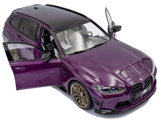 2024 BMW M3 Competition M xDrive Touring Twilight Purple Pearl Metallic with Black Top 1/18 Diecast Model Car by Solido
