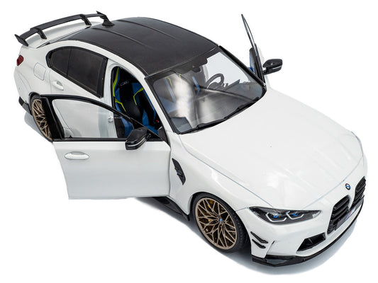 2024 BMW M3 Competition Alpine White with Carbon Top 1/18 Diecast Model Car by Solido