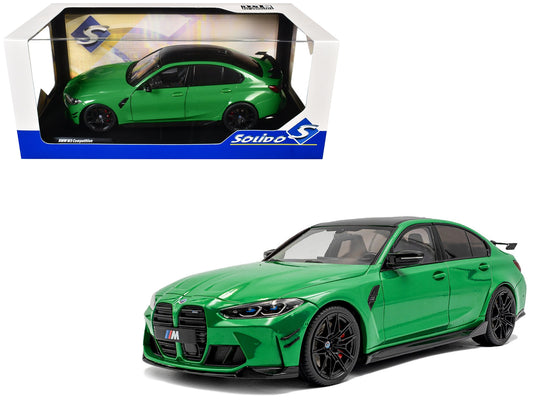 2024 BMW M3 Competition Signal Green with Carbon Top 1/18 Diecast Model Car by Solido