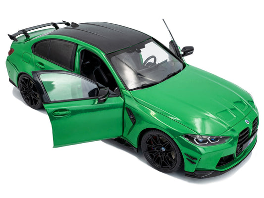 2024 BMW M3 Competition Signal Green with Carbon Top 1/18 Diecast Model Car by Solido