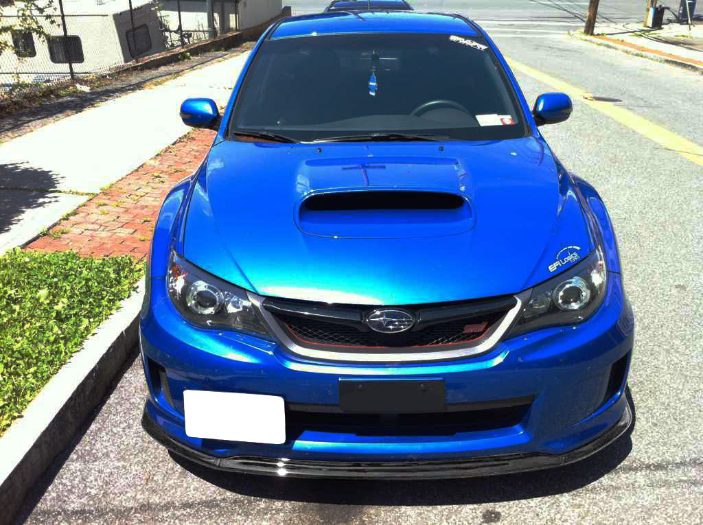 JDMuscle carbon fiber front lip for 2011-2014 Subaru WRX/STI, SB-GVF13, featuring sleek CS style design for improved aerodynamics.