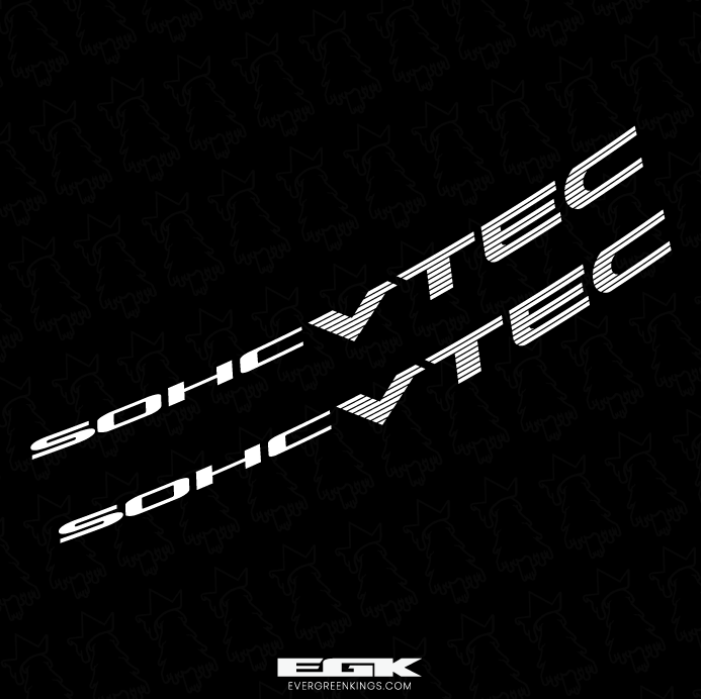 Evergreen Kings SOHC VTEC decals for Honda Civic 92-00 quarter panels, featuring bold black and red design on white background.