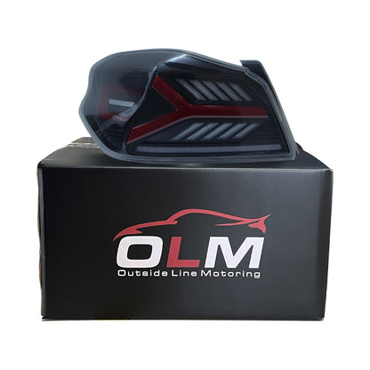 OLM Y-Spec LED Taillights (Smoke Lens  Red Optic) - 2015-2021 WRX / STI - Evergreen Kings