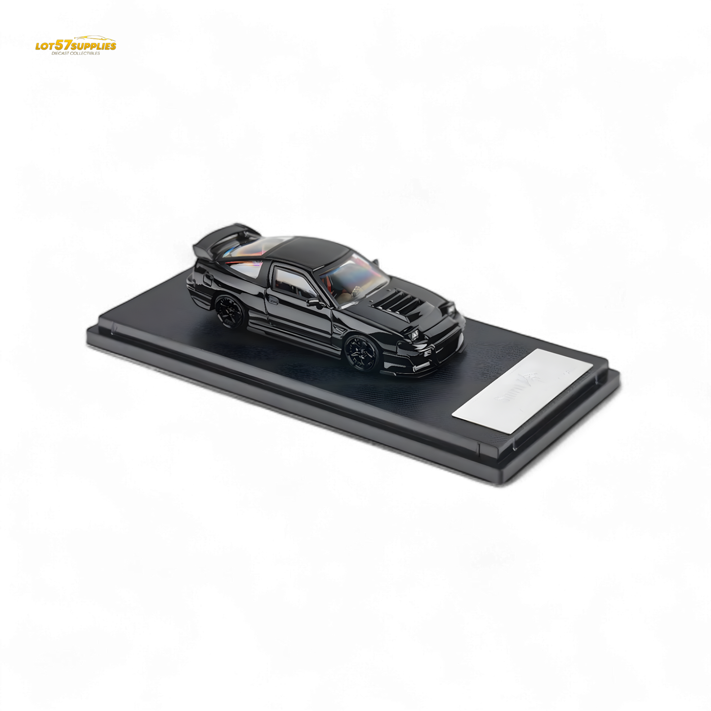 Metallic black Nissan MicroTurbo 180SX Type X diecast car by MIYABI, 1:64 scale, detailed model from Lot57Supplies Diecast Shop