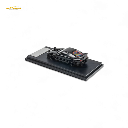 Nissan MicroTurbo 180SX Type X diecast model in metallic black by Lot57Supplies, detailed 1:64 scale collectible car.