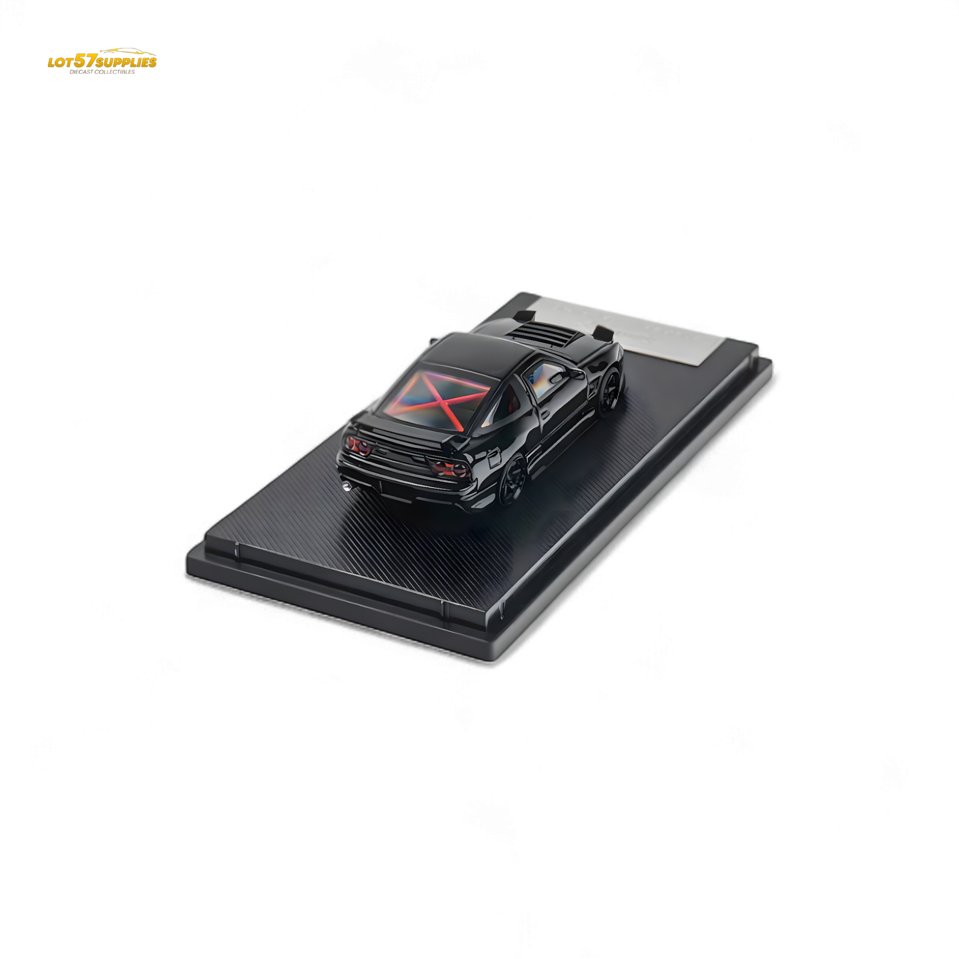Metallic black MicroTurbo 180SX Type X diecast Nissan model in 1:64 scale by Lot57Supplies Diecast Shop.