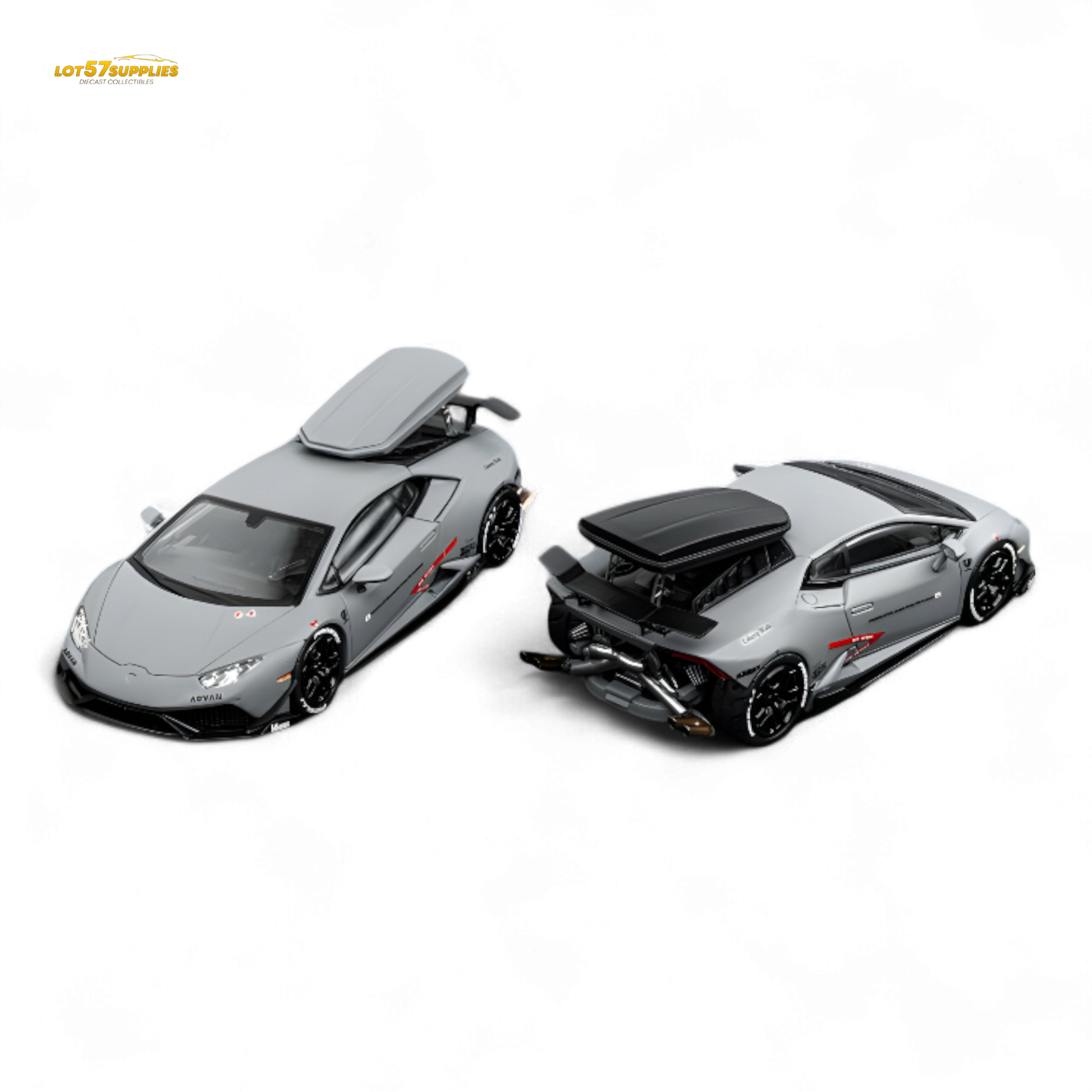 Gray Lamborghini LP610-4 twin turbo diecast car model by Lot57Supplies, 1:64 scale, detailed miniature collectible.
