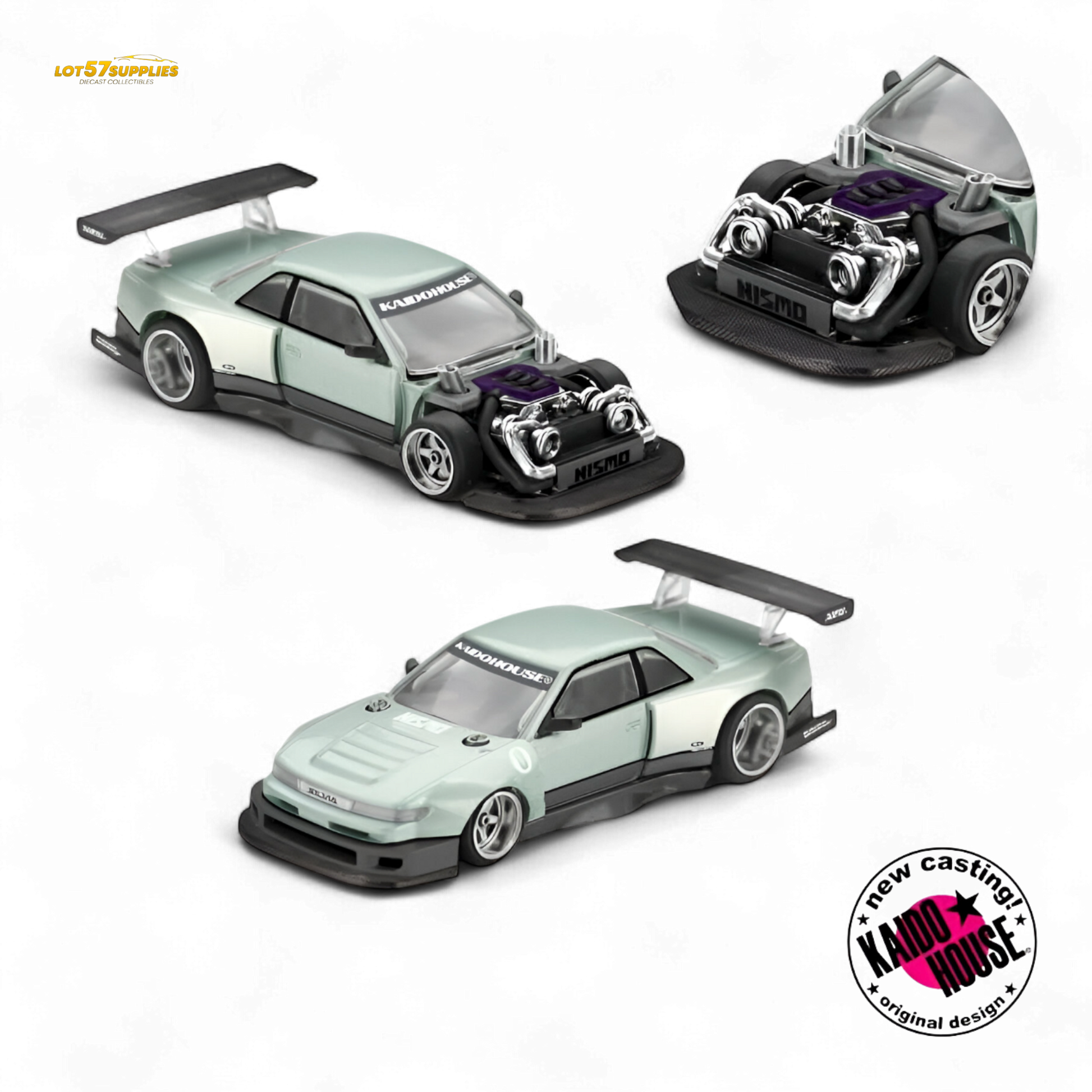 Pre-order Nissan Silvia S13-R diecast model by Lot57Supplies, detailed 1:64 scale Nissan car in a clean display shot.