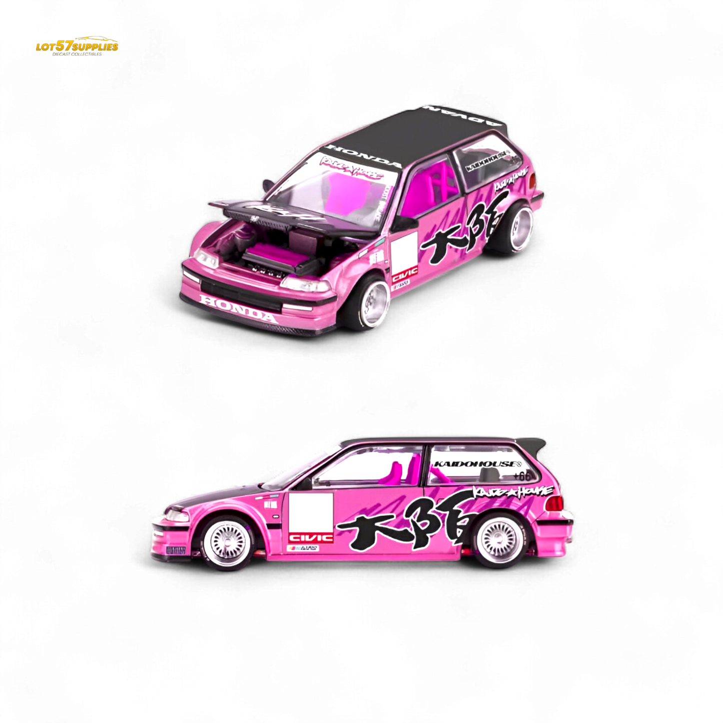 Pre-order Lot57Supplies Honda Civic EF Kaido Loop Spec V1 diecast car model, detailed 1:64 scale collectible from Honda.