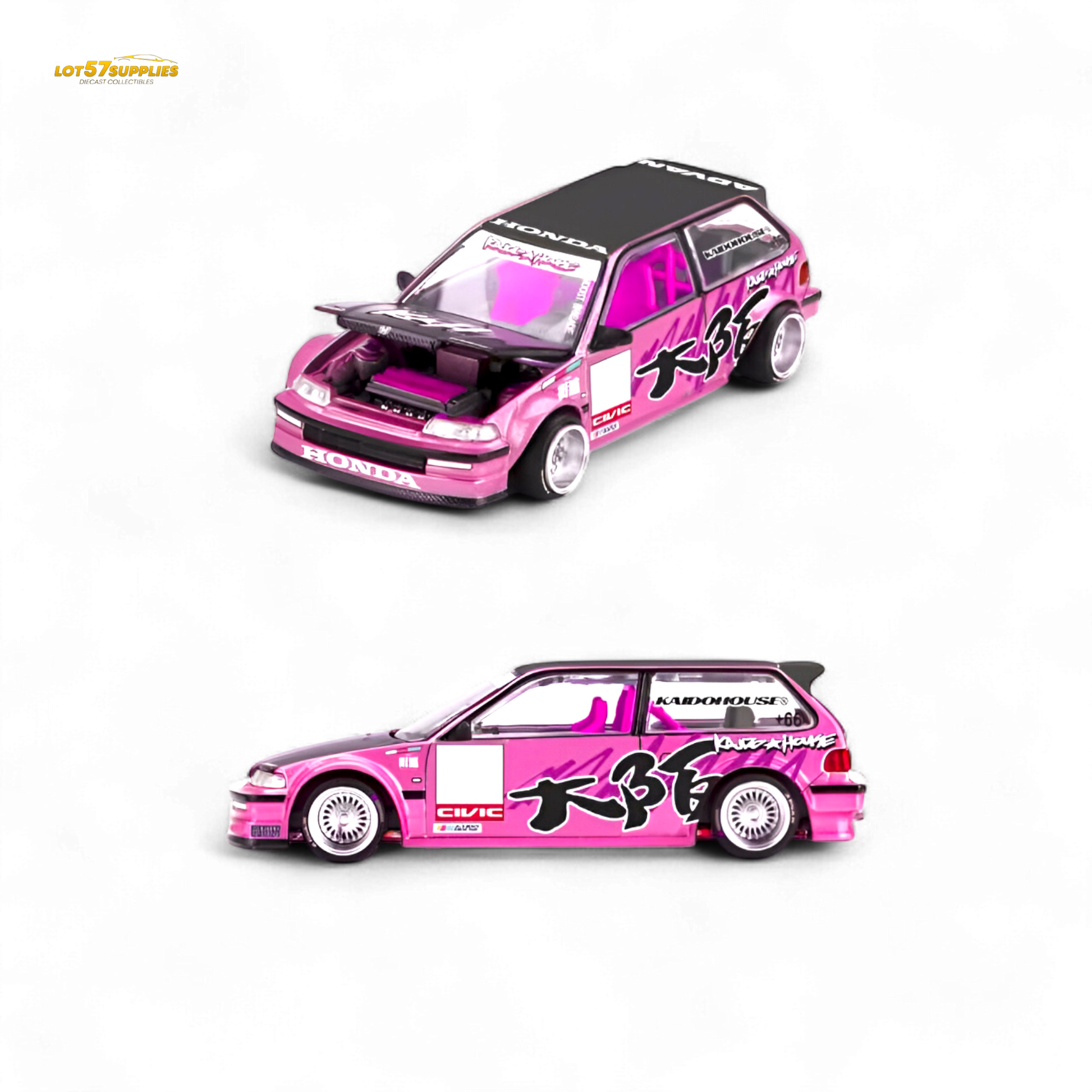 Pre-order Lot57Supplies Honda Civic EF Kaido Loop Spec V1 diecast car model, detailed 1:64 scale collectible from Honda.