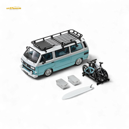 Mortal VW T3 Lowrider Van Tiff Blue + White 1:64 - Evergreen Kings