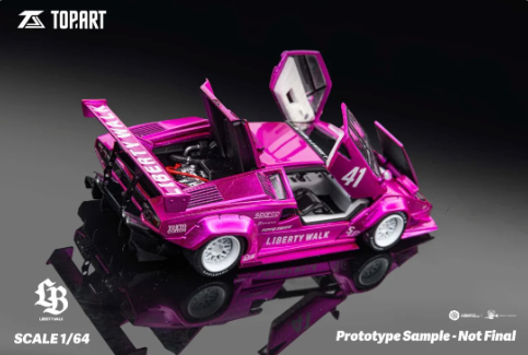 Topart Lamborghini Countach LBWK Flash Pink White 1:64 - Evergreen Kings