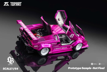 Topart Lamborghini Countach LBWK Flash Pink White 1:64 - Evergreen Kings