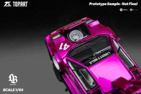 Topart Lamborghini Countach LBWK Flash Pink White 1:64 - Evergreen Kings