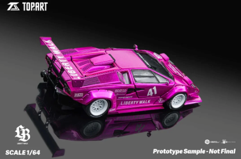 Topart Lamborghini Countach LBWK Flash Pink White 1:64 - Evergreen Kings