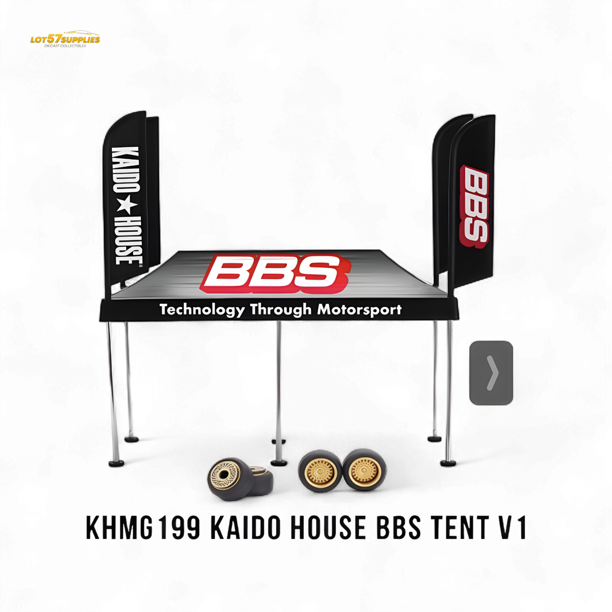 Mini GT Toyota Kaido House 86S V1 diecast model tent in 1:64 scale, detailed view of the toy and packaging.
