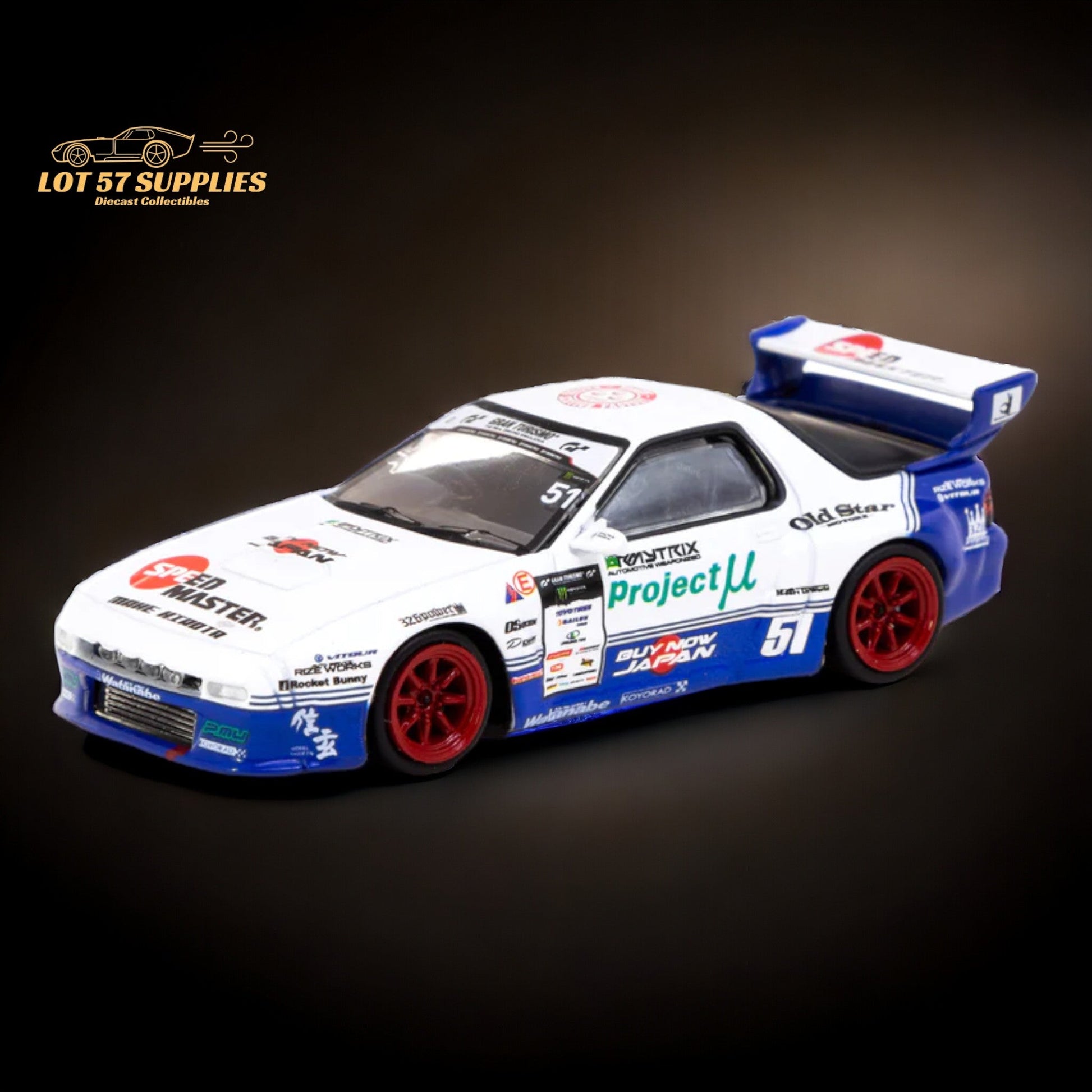 Tarmac Works Mazda RX-7 FC3S PANDEM Drift Livery 1:64 - Evergreen Kings