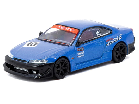 Nissan Vertex Silvia (S15) RHD (Right Hand Drive) #10 "Tarmac Works 10th Anniversary" Blue Metallic "Global64" 1/64 Diecast Model Car by Tarmac Works