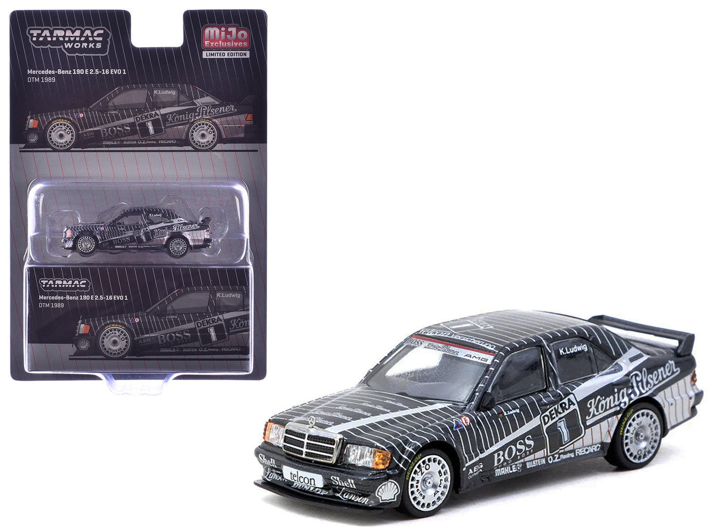Mercedes-Benz 190 E 2.5-16 EVO 1 #1 Klaus Ludwig "Deutsche Tourenwagen Meisterschaft (DTM)" (1989) "Global64" Series 1/64 Diecast Model by Tarmac Works