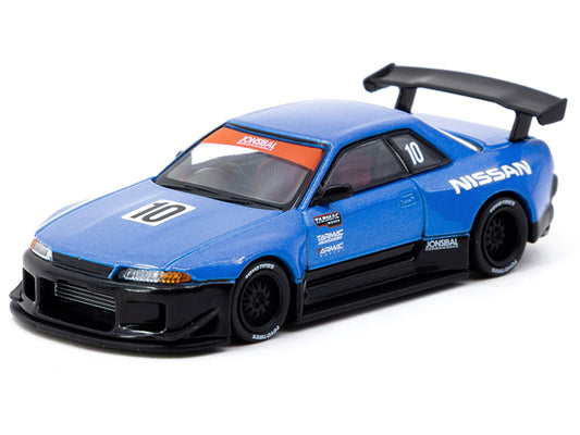 Nissan Skyline (R32) Widebody RHD (Right Hand Drive) #10 "Tarmac Works 10th Anniversary" Blue Metallic "Global64" 1/64 Diecast Model Car by Tarmac Works