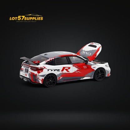 Diecast Honda Civic Type R FL5 TRC Livery 1:64 model in red with detailed racing graphics, by Lot57Supplies Diecast Shop.