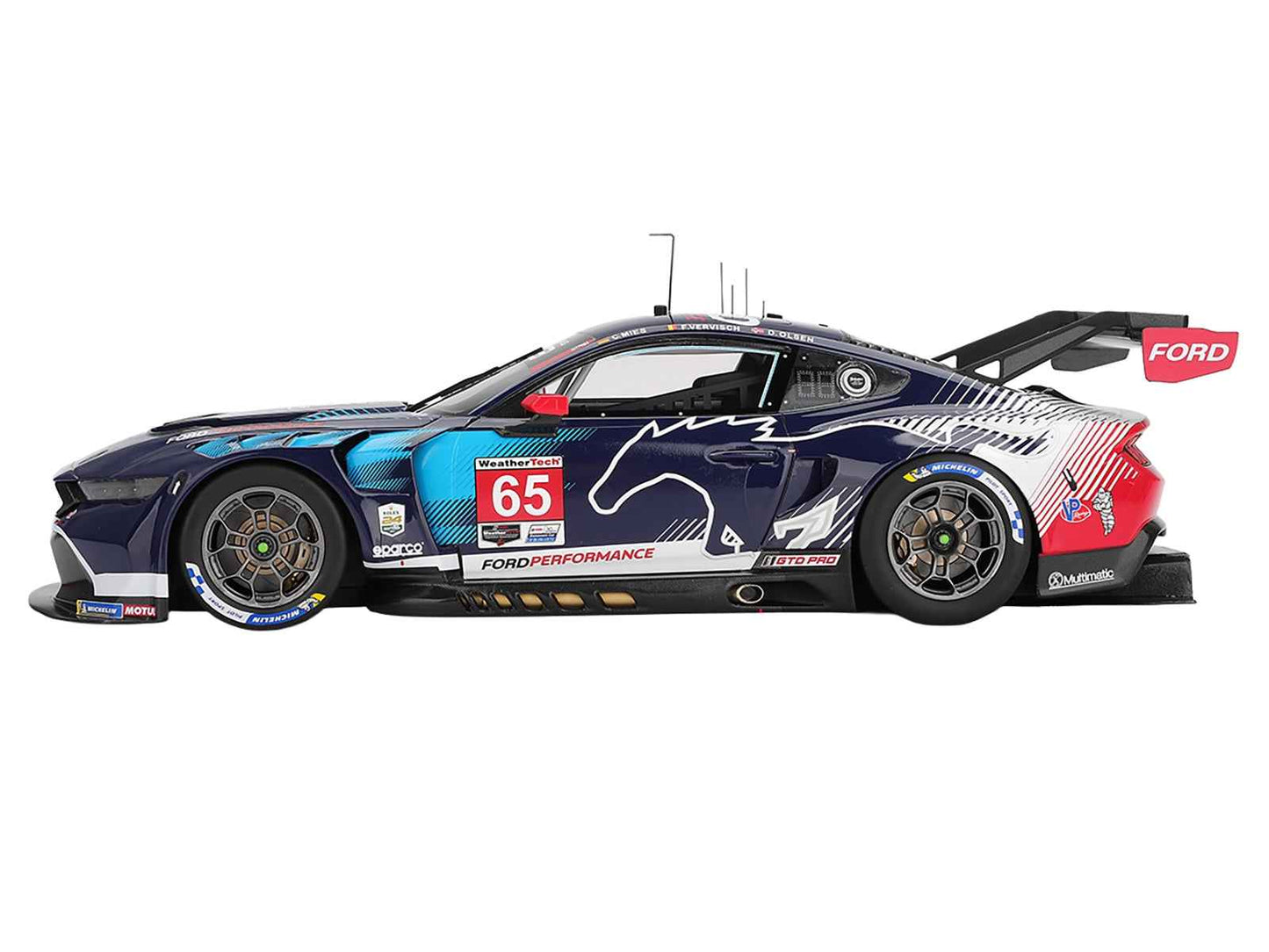 Ford Mustang GT3 #65 Christopher Mies - Dennis Olsen - Frederic Vervisch "Ford Multimatic Motorsports" GTD Pro Class Winner IMSA "24 Hours of Daytona" (2025) 1/18 Model Car by Top Speed