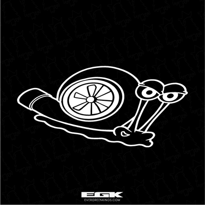 Evergreen Kings Turbo Snail Gary vehicle decal with vibrant colors and bold design for cars and bikes.