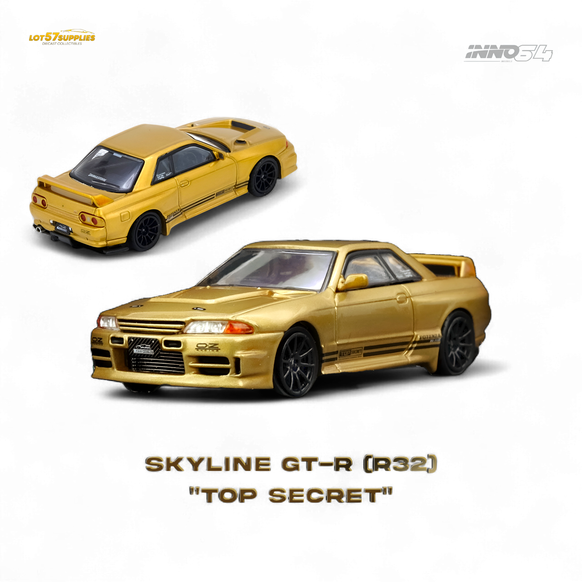 INNO64 Top Secret BNR32 GT-R 650R Gold 1:64 - Evergreen Kings