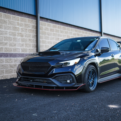 JDMuscle 22-25 WRX sport grille showcasing a sleek black automotive grille with a mesh design and bold styling.