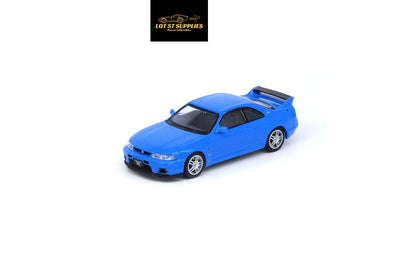 Blue Inno64 Nissan Skyline GT-R R33 diecast model car, detailed miniature with realistic features, from Lot57Supplies Diecast Shop.