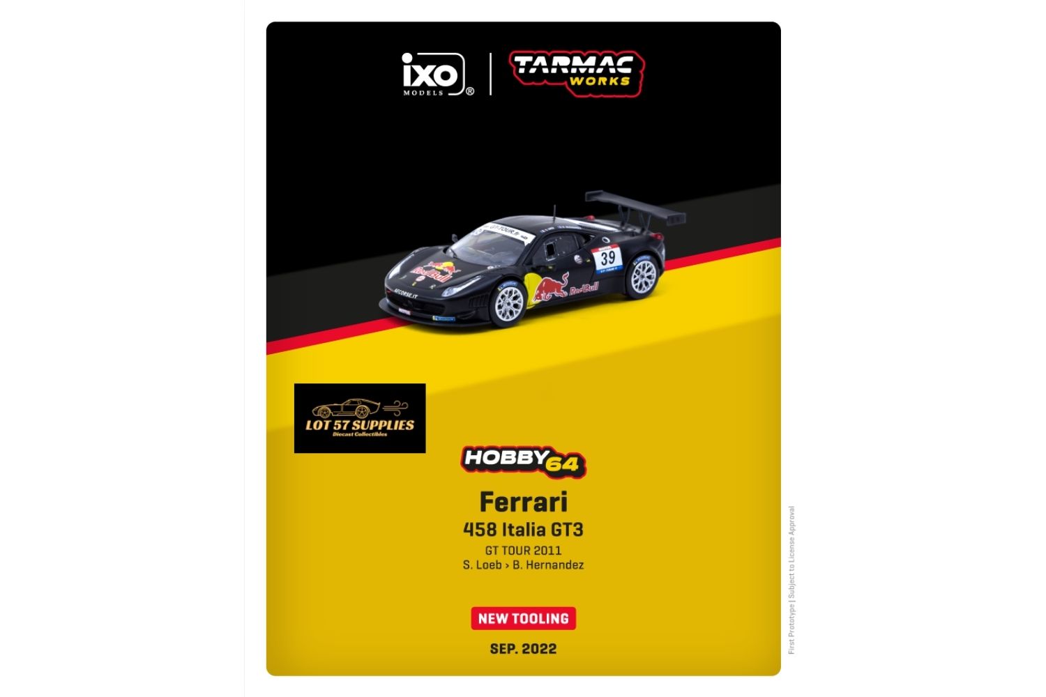 Ferrari Flame LB458GT wide-body 1:64 resin diecast car model showing detailed exterior in a natural pose