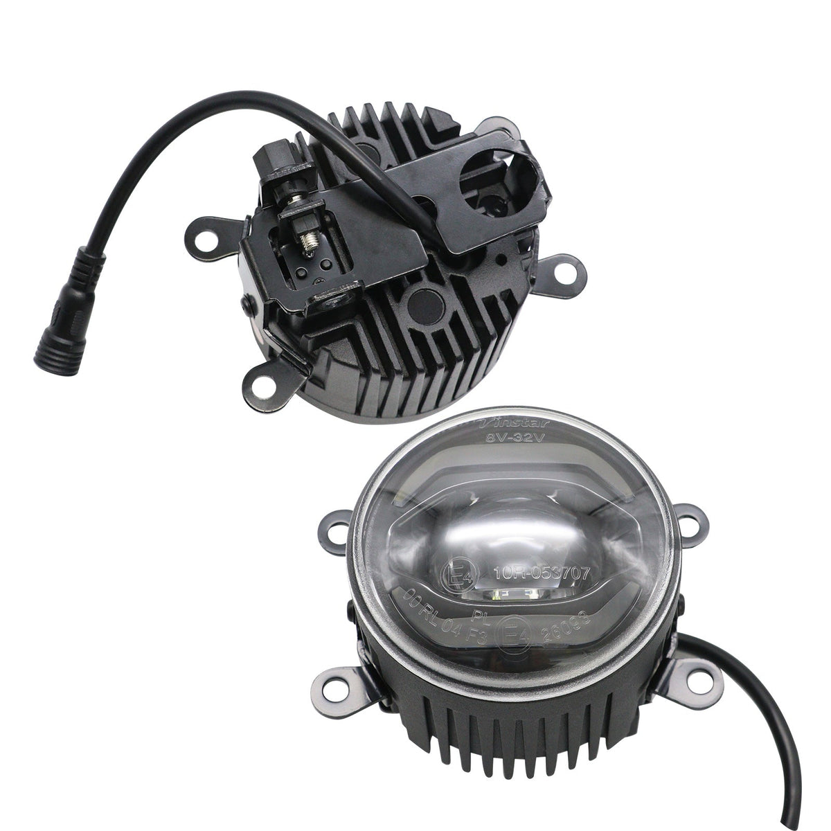 JDMuscle V2 LED halo DRL fog lights for WRX, STI, and BRZ; black housing with illuminated halo ring