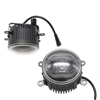 JDMuscle V2 LED halo DRL fog lights for WRX, STI, and BRZ, shown in black housing