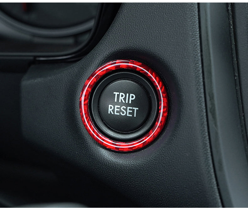 JDMuscle black and red carbon fiber trim kit for 2022-2025 Subaru WRX push start button frame cover.