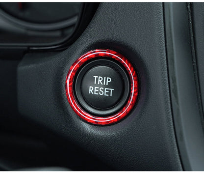 JDMuscle black and red carbon fiber trim kit for 2022-2025 Subaru WRX push start button frame cover.