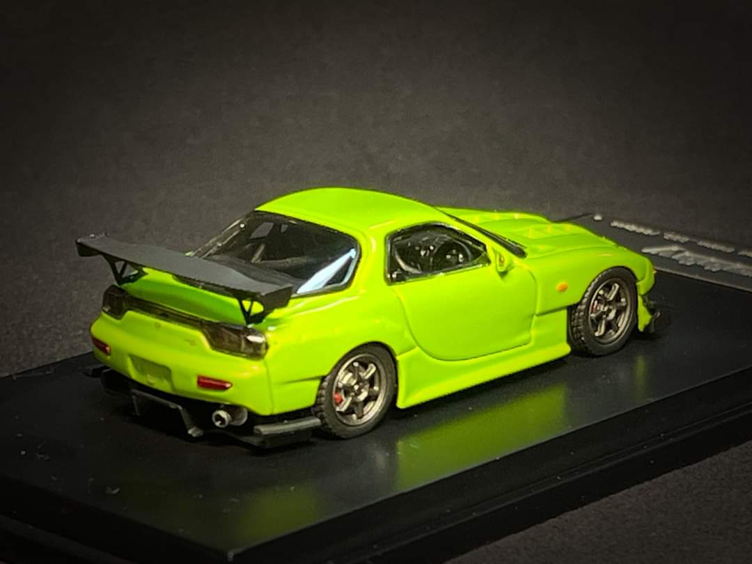 Apple green Mazda FD3S RX-7 diecast model in 1:64 scale by Lot57Supplies Diecast Shop, detailed and collectible.