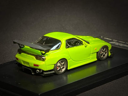 Apple green Mazda FD3S RX-7 diecast model in 1:64 scale by Lot57Supplies Diecast Shop, detailed and collectible.