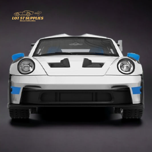 TPC Porsche 911 GT3 RS White Blue Wheels 1:64 - Evergreen Kings