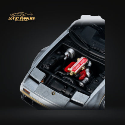 Diecast 1:64 Nissan Fairlady Z Z31 300SX model with T-shaped roof in black, detailed replica from Lot57Supplies Diecast Shop.