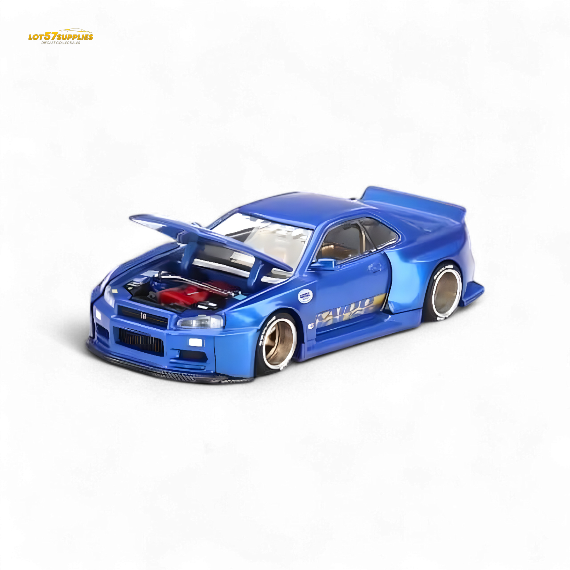 Mini GT x Kaido House Nissan Skyline GT-R R34 V2 Shinjuku Blue 1:64 - Evergreen Kings