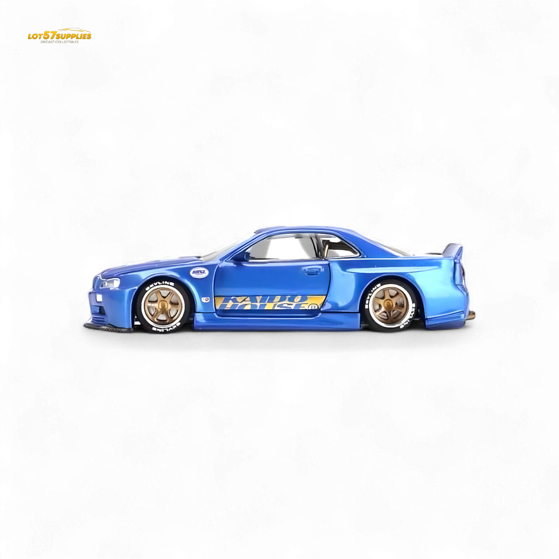 Mini GT x Kaido House Nissan Skyline GT-R R34 V2 Shinjuku Blue 1:64 - Evergreen Kings